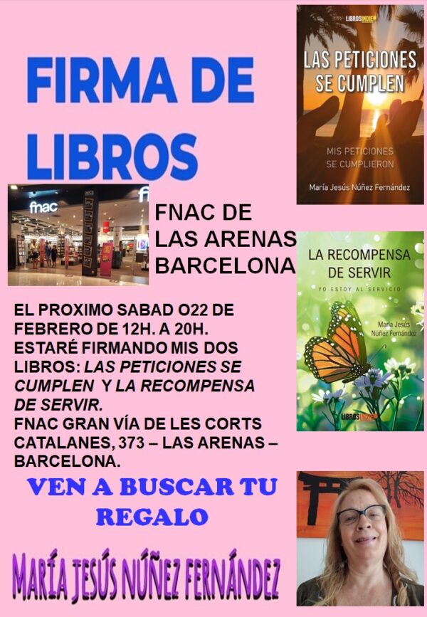 PROXIMA FIRMA DE LIBROS EN FNAC- LAS ARENAS – BARCELONA